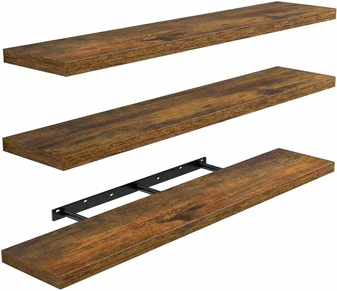 AMADA HOMEFURNISHING 47.2" L Floating Shelves, Wall Shelves Set of 3 for Bathroom/Living Room/Bedroom/Kitchen, Floating Shelv