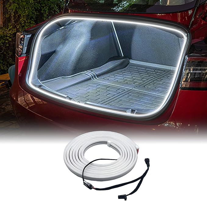 Trunk LED Light Strip for Tesla Model 3 2018-2023 - Waterproof & Easy Installation Interior Lighting Bar with Flexible Silicone, Trunk Ambient Lighting Accessories (DC 15V, Cool White)