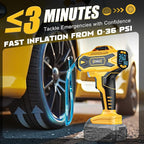 Cordless Tire Inflator Air Compressor Compatible with Dewalt 20V Battery, 160PSI Portable Air Pump with Digital Pressure Gauge, Fast Inflation for Cars, Motorcycles, Bikes(Bare Tool)