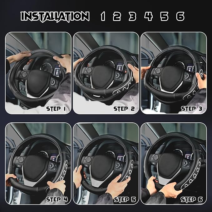 Ventilated Heart-Shaped Steering Wheel Cover with Anti-Slip Leather Grip. Compatible with Ford, Toyota, Honda, Nissan, and Ch