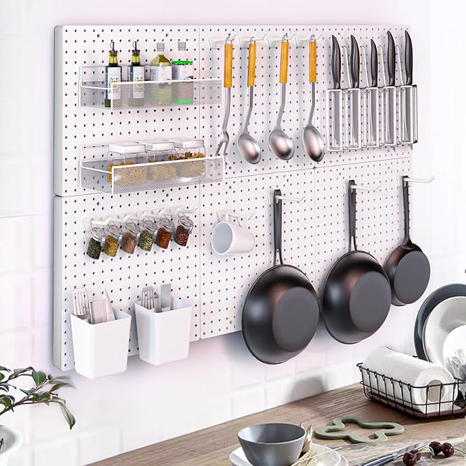 FZK Peg Board,Pegboard 32''*32'', White Pegboard 4pcs and 33 Accessories, Pegboard Wall Organizer, Peg Boards, Peg Boards for