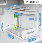 Under Sink Organizer Upgrade To Professional Rails,2-Tier Dual Pull Out Cabinet Storage,Height Adjustable Slide Out Drawers F