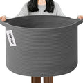 115L Large Blanket Basket,23.6" L x 23.6" W x 15.7" H Rope Woven Baskets with Handles, Toys Storage Bins,Laundry Basket Perfe
