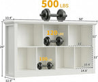 Unikito 7 Cube Storage Book Shelf - 50" Wide Wood Cube Storage Organizer, Wooden 2 Tiers Floor Standing Low Bookcase for Livi