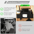 4-in-1 Back Seat Car Organizer, Upgraded Multifunctional Car Storage Box, Hanging Back Seat Storage Organizer, Partition Design, with Phone Holder, Tissue Box, 2 Cup Holders, 2 Hooks