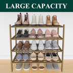Smiry Bamboo Shoe Rack 4-Tier, Stackable Wooden Shoe Organizer for Entryway & Closet, Free Standing Wood Shoe Storage Shelf f