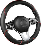 Car Steering Wheel Cover, Premium Nappa Leather Steering Wheel Cover, Non-Slip & Breathable, Universal Fit for 14.5-15 Inch W