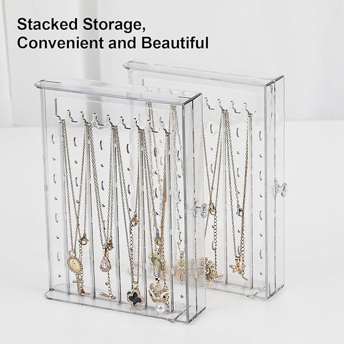 Greenfeather Jewelry Organizer with 7 Removable Drawers, Clear Acrylic Jewelry Box with 40 Necklace Hooks, 120 Pairs of Earri
