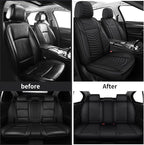 Nappa Leather Car Seat Covers Full Set, Black Car seat Protector 5 Seats, Waterproof Car Seat Cushion, Universal Automotive S