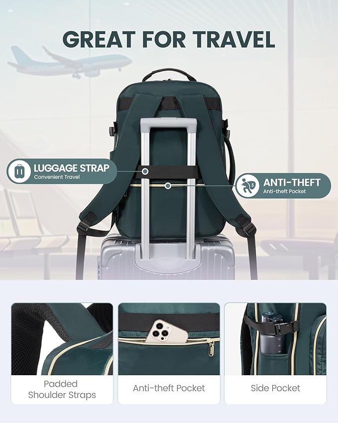 LOVEVOOK Travel Backpack for Women & Men 40L,Airline Approved Carry On Backpack Travel Essentials,TSA Carry on Luggage,Waterp
