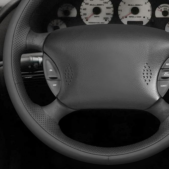 MEWANT Hand Sewn 3D Style Steering Wheel Cover Wrap for Ford Mustang 1994-2004 Steering Wheel Accessories for Ford Mustang 1994-2004