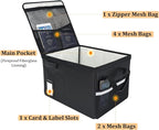 File Box with Lock 5200°F with Heat Insulated,Fireproof Box File Storage Organizer Anti-Static,Collapsible Fireproof Document