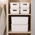 Yishyfier Plastic Storage Baskets With Lid Organizing Container Lidded Knit Storage Organizer Bins for Shelves Drawers Deskto