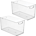 iDesign Plastic Storage Bin with Handles for Household Storage - Set of 2 - Clear - Made in USA
