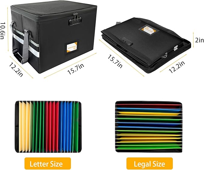 Deluxe Pro Large Next of Kin Box Organizer with 50-Page Family Document Guide, Fireproof Foldable File Organizer with Combina