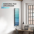 20-Tier Wall File Organizer with 5 Hooks, Hanging Mail Organizer Wall Mounted File Holder, Magazine Rack for Papers, Folders,