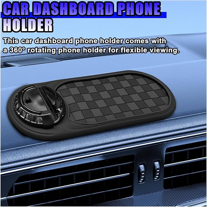 Multifunction Car Anti-Slip Mat, Rotatable Temporary Parking Number, Universal Auto Dashboard Organizer Pad Accessory for Pho