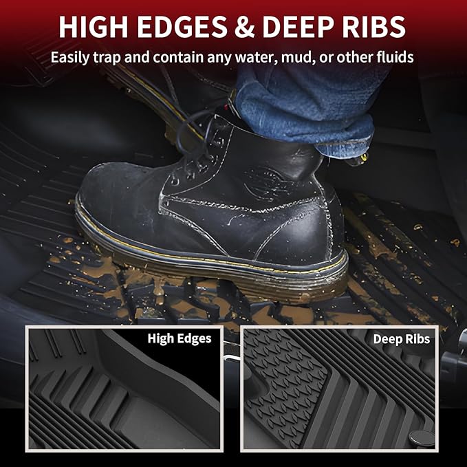 LASFIT Floor Mats for Acura RDX (2019-2026) All Weather Floor Liner TPE Custom Fit 1st & 2nd Row Rubber Car Mats for Acura RDX Automotive Accessories, Black, Tasteless, Durable and Easy to Clean