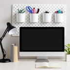 4Pack Pegboard Accessories, Pegboard Cups with Hooks 2.9 x 3.5 x 3.2 Inch Pegboard Bins Accessories Top Storage Containers Pe