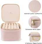 VLANDO Travel Jewelry Box Organizer – Portable PU Leather Jewelry Case with 6/8/12 Zippered Pouches, Compact Storage for Earr