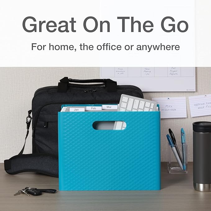 Pendaflex Mobile File Box with Handles, Portable Document Storage, File Bin for Home and Office, Easy Set Up, Collapse Down a