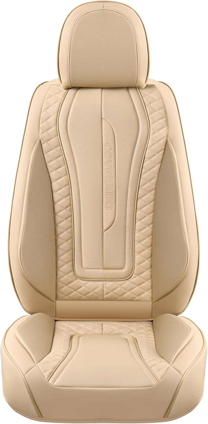 Coverado Car Seat Covers, Front Seat Cover 2-Pack, Faux Leather Waterproof Seat Covers, Car Seat Protectors,Driver Seat Cover