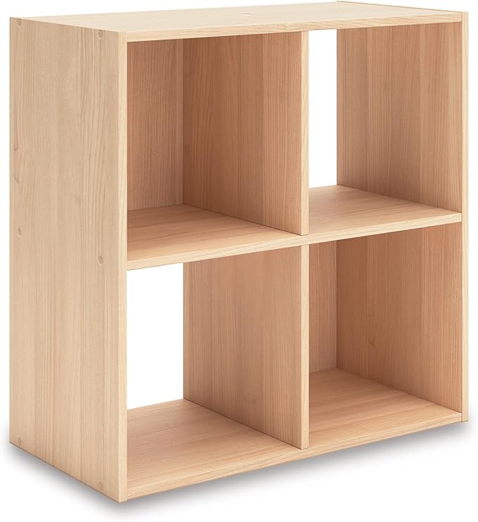 Signature Design by Ashley Piperton Contemporary 4 Cube Organizer for Storage, Fits 10.5" x 10.5" x 11" H Storage Bins, Wood,