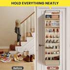Mefirt 16-20 Pairs Over the Door Shoe Organizer, Clear Pockets Shoe Rack for Closet Door, Hanging Shoe Rack for Boots, Behind