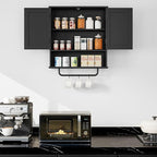 RRX Bathroom Cabinet Wall Mounted Medicine Cabinets with Towels Bar, Over The Toilet Storage Cabinet with 2 Doors and Adjusta