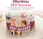 Masirs 360 Rotating Makeup Organizer Countertop - Adjustable Shelf Height - The Perfect Round Spinning Cosmetic Organizer for