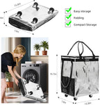 (Medium, Starlight Silver)Reusable Grocery Bag on 4 Wheels,Foldable Rolling Tote Carries Up to 66lb Shopping Trolley,Rolling Bag with 3 Handles,Zipper Clouser Rolling Tote Bag with Wheels for Laundry