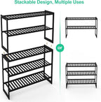 Jripae Shoe Rack Bamboo 5 Tier Shoe Organizer, Storage 20-25 Pairs for Closet Entryway, Stackable Large Tall Shoe Shelf Holde