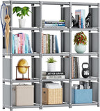 Mavivegue Book Shelf, 12 Cube Storage Organizer, DIY Bookcase, Metal Cube Bookshelf, Cubbies Closet Storage Organizer Shelves