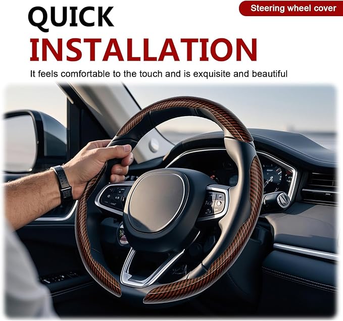 3pcs Universal Carbon Fiber Steering Wheel Cover - Anti-Slip & Segmented Design, Universal 99% Durable Steering Wheel Protect