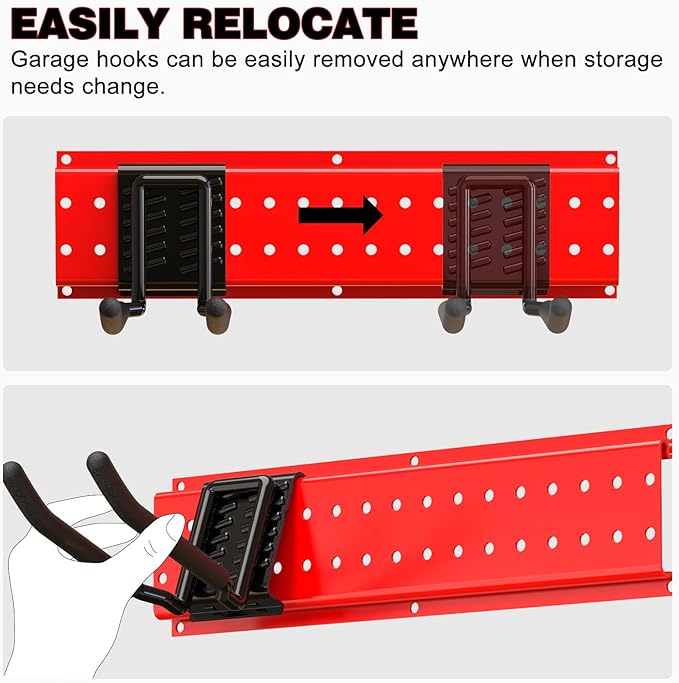 NattyDot Garage Tool Organizer Wall Mount 49.5inch With 9 Hooks,Shovel Holder Wall Mount Ski Rck for Garage Garden Tool Rack 
