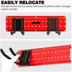 NattyDot Garage Tool Organizer Wall Mount 49.5inch With 9 Hooks,Shovel Holder Wall Mount Ski Rck for Garage Garden Tool Rack 