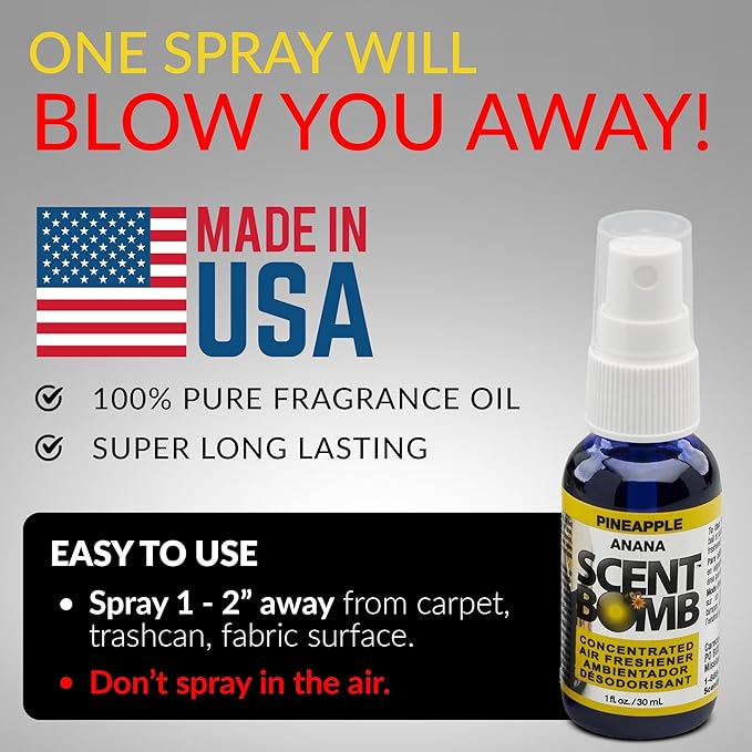 Scent Bomb Air Freshener Spray, Long-Lasting Odor Eliminator - Effective Deodorizer for Home & Car, Fresh Room Spray for Kitc