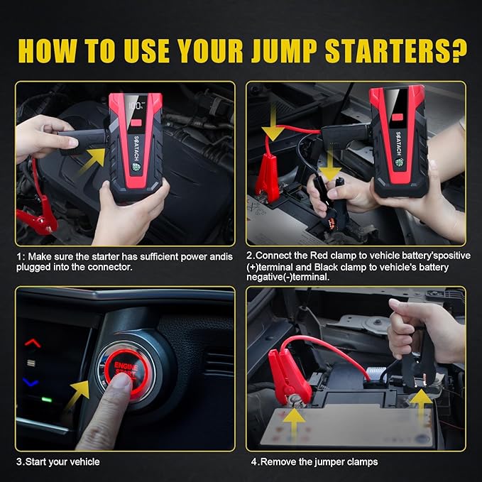 Scatach 5000A Jump Starter, 12V Jump Starter Battery Pack Portable (up to 9.0L Gasoline and 7.0L Diesel Engine), Car Battery