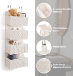 ANTIS'S HOME Nursery Over The Door Organizer Boho Decor Nursery Storage with 4 Large Woven Pockets, Macrame Nursery Organizer
