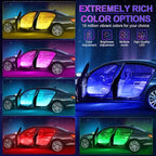 LivTee Interior Car LED Lights, Smart RGB Ambient Lighting with App & Remote Control, Music Sync & DIY Modes, 4-Line Design LED Strip Lights, 12V Cigarette Lighter Powered, Car Accessories for Women