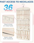BAGSMART Hanging Jewelry Organizer, Necklace Holder Anti-tangle Earrings Rings Hanger with Pockets Hang on Closet, Wall, Door