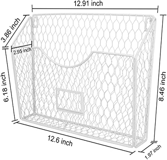 Magazine Rack 3 Pockets Hanging File Organizer Metal Wire Baskets with Tag Slot literature catalogs,mail,letters,charts,broch