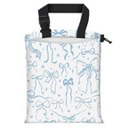 Car Trash Bag Large Hanging Can for Back of Seat, Cute Waterproof Car Garbage Bag for Vehicle, Travelling, Outdoor Cute Blue White Bow