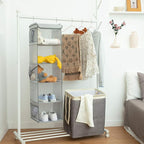 BrilliantJo 5 Shelves Hanging Closet Organizer, 2 Pack Hanging Storage with 6 Side Pockets for Clothes Bags, 43"x12"x12"(Ligh