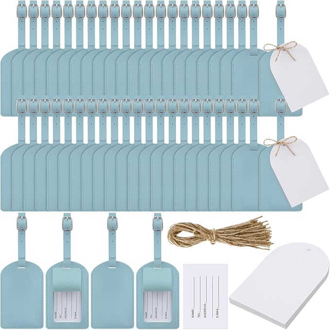 Amylove 48 Sets Leather Luggage Tags Bulk Wedding Favors Luggage Tags for Guests Bridal Gifts Wedding Bridal Shower Gift PU L