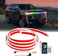 RGB Hood Light Strip DRL Car Led Lights Exterior IP68 Waterproof Multicolor Dynamic Scan Start Up Hoodbeam Kit Lights Compatible with Cadillac,Truck,SUV,APP Control,12V 94.5inches