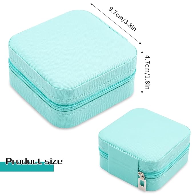 Neveika Portable Travel Mini Jewelry Box Leather Jewellery Ring Organizer Case Storage Gift Box Girls Women (4pcs blue).