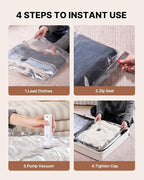 Vacuum Seal Bags for Clothing Travel, VINTAR 16 Pack Vacuum Storage Bags with Rechargeable Wireless Pump, Space Saver Bags(4 