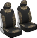BDK Waterproof Camo Seat Covers for Car Truck Van SUV, 2 Pack – Two-Tone Black & Camouflage, Durable Neoprene Seat Protectors