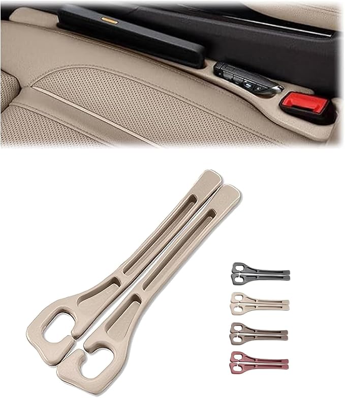 Car Seat Gap Filler- Universal Console Catcher to Prevent Items from Falling Between Seats and Console, Anti-Drop Organizer with Secure Fit (Beige)